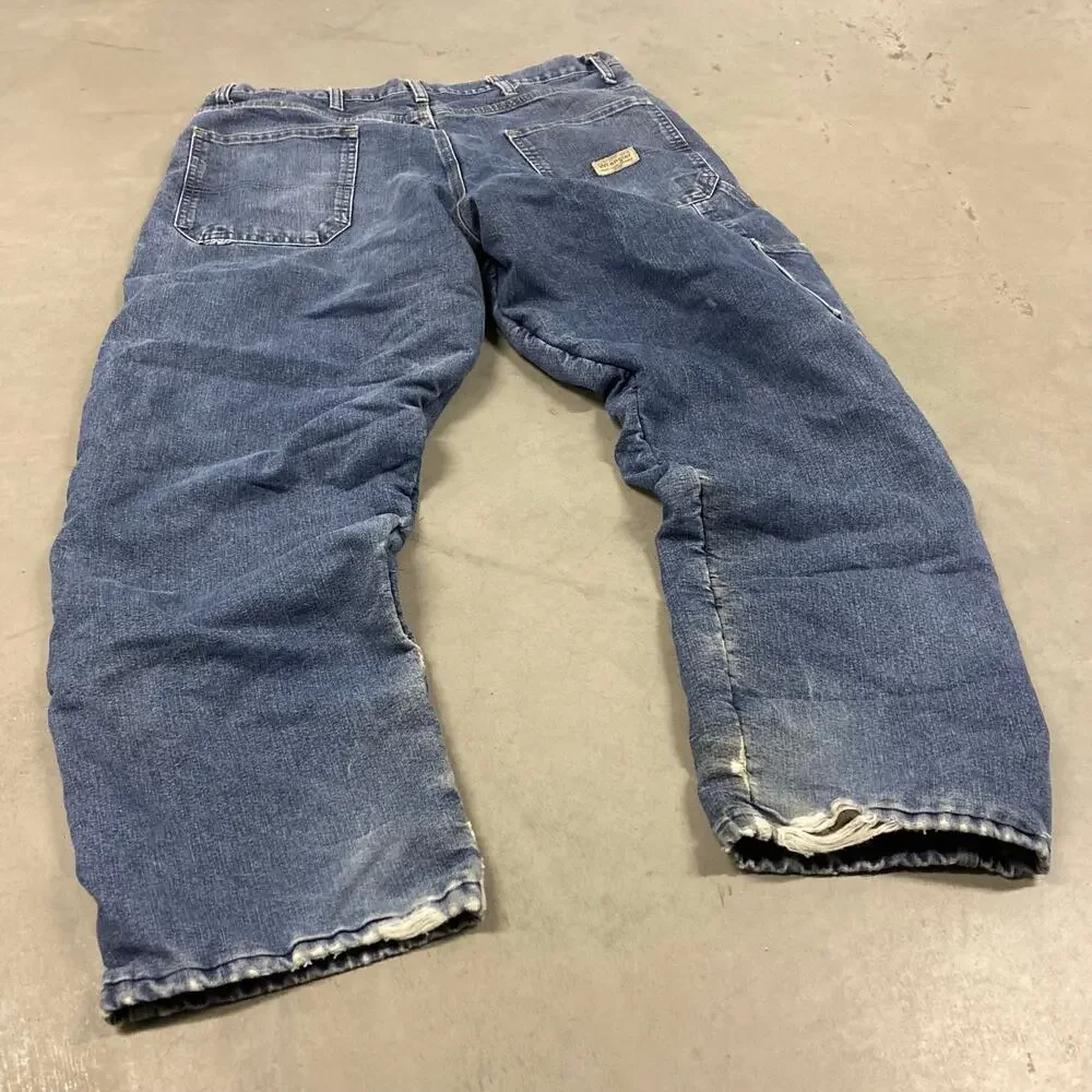 vintage baggy thermal lined wrangler carpenter jeans 34x30